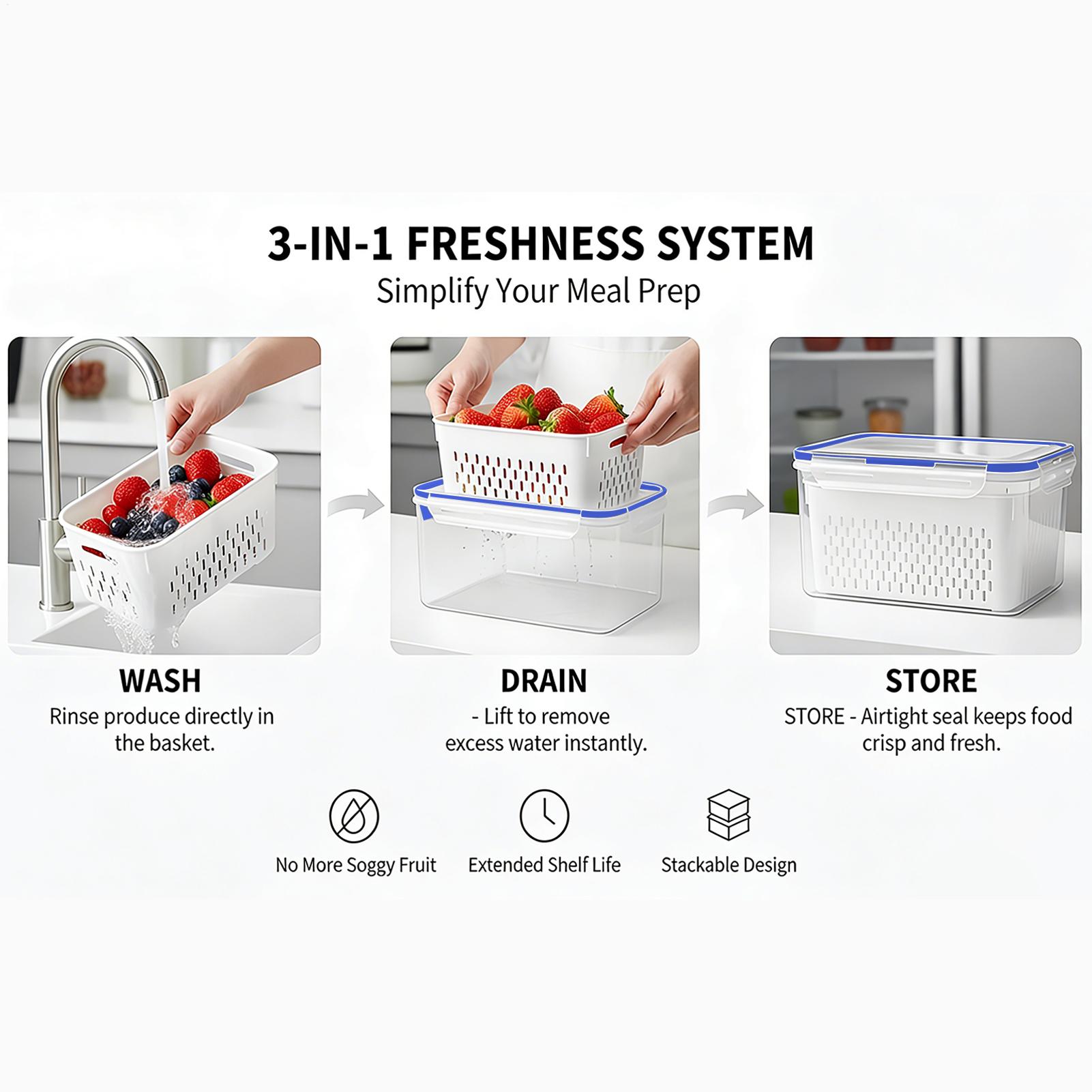 Food Storage And Container - ภาชนะเก็บอาหาร 4 in 1 ภาชนะใสกันรั่วซึม 4
