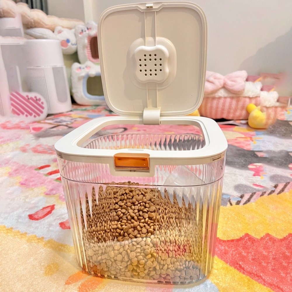 Food Storage Dog - กล่องเก็บอาหารสัตว์เลี้ยงแบบฝาพับ โปร่งใส ความจุขนาดใหญ่ กล่องอาหารแมวแบบแห้ง กล่องพลาสติกปิดผนึกสำหรับเก็บอาหารสัตว์เลี้ยง