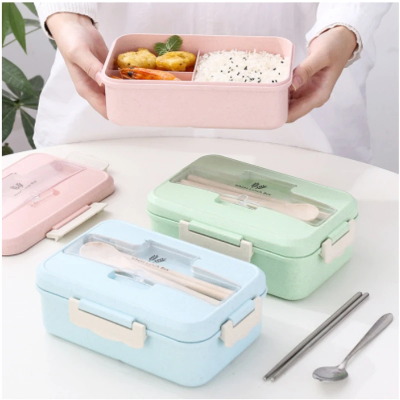 Food Storage Zip Bags - กล่องอาหากลางวันเข้าไมโครเวฟได้อาหารจากฟางข้าวสาลีกล่องเก็บสินค้าอาหารของเด็กใส่ไปเรียนสำนักงานพกพากล่องเบนโตะกระเป๋าใส่ข้าวกลางวัน
