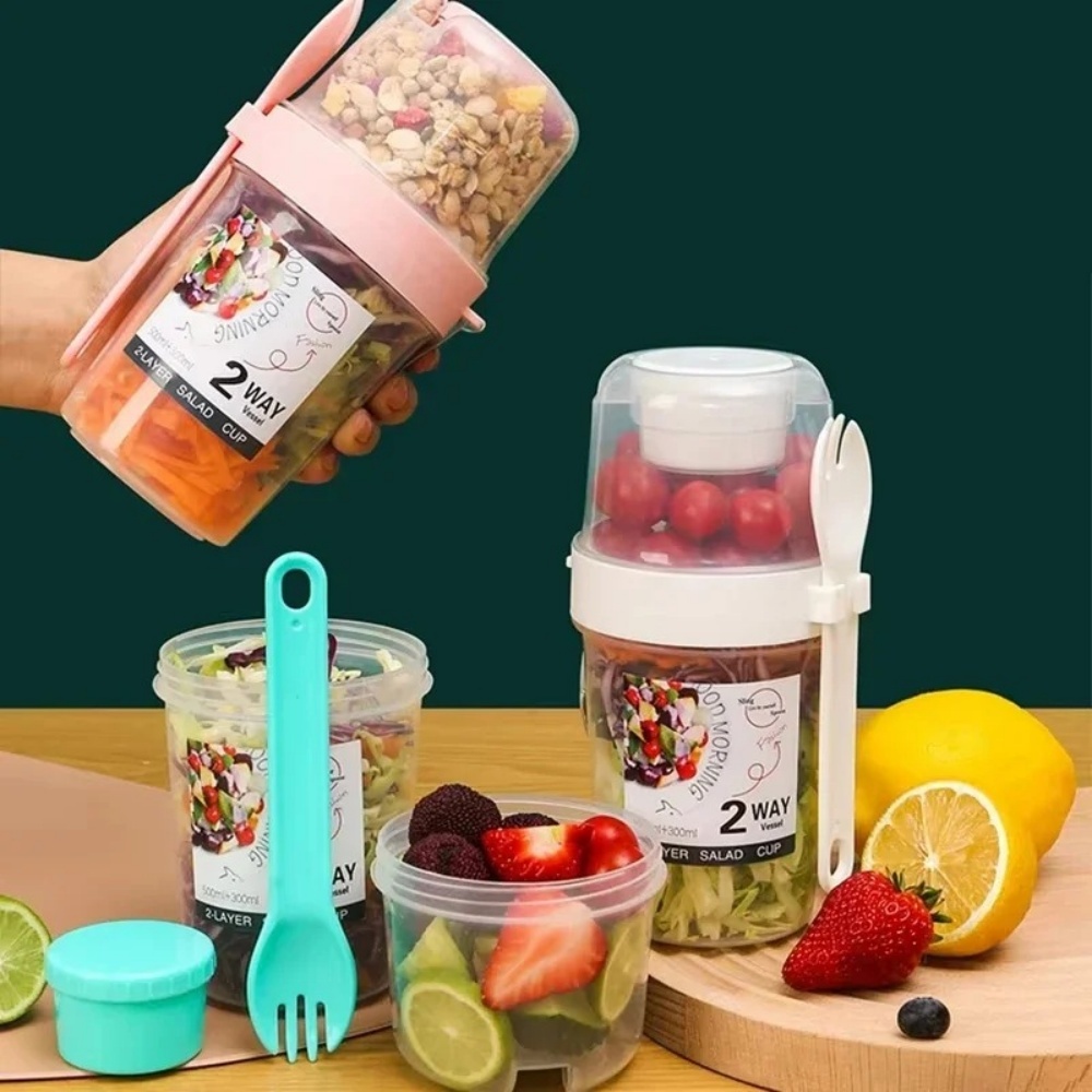 Food Storage Yogurt - ถ้วยสลัดพกพา ถ้วยอาหารเช้า ถ้วยแบ่งชั้นใส่อาหาร โยเกิร์ต ซีเรียล ข้าวโอ๊ต
