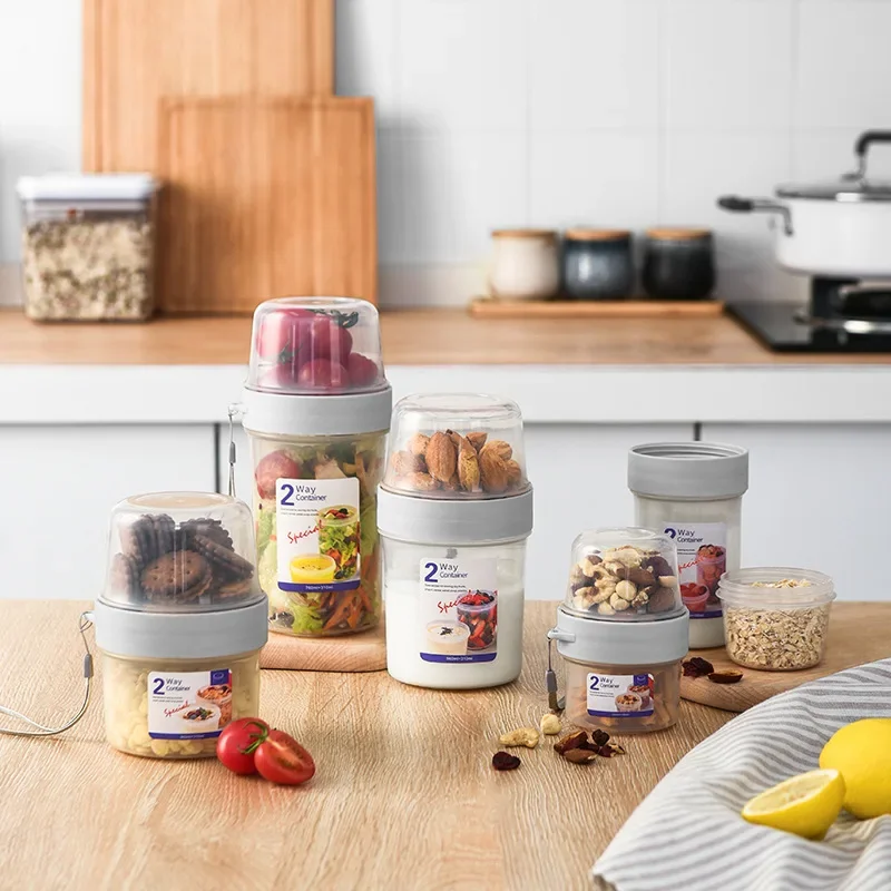 Food Storage Yogurt - ชุดกล่องอาหารเช้าพร้อมฝาปิด ประกอบด้วย ข้าวโอ๊ต ซีเรียล ถั่ว โยเกิร์ต
