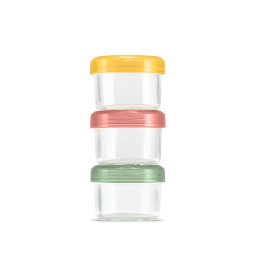 Food Storage With Glass Lids - ชุดเตรียมอาหารแก้ว Color Lock ป้องกันการรั่วซึม พร้อมฝาพลาสติก BPA-Free
