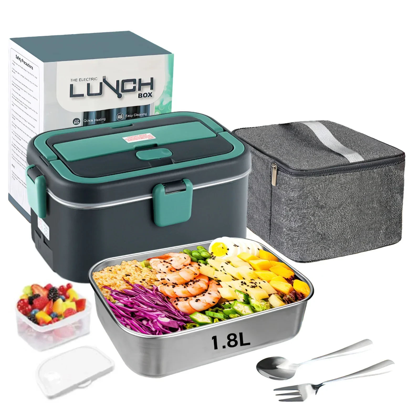 Food Storage Camping - กล่องอาหารกลางวันไฟฟ้าอุ่นอาหาร 1.8 L 80W Outdoor Camping