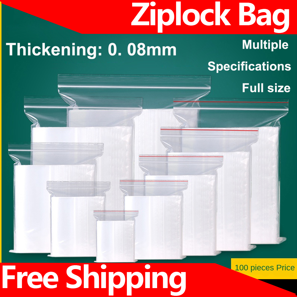 Food Storage Ziploc Bags - ถุง Ziplock โปร่งใสหนาถุงพลาสติกปิดผนึกพลาสติก PE ถุงโพลีสดเก็บอาหารซองจดหมายกระเป๋าซิปแบบใช้ซ้ําได้ 8