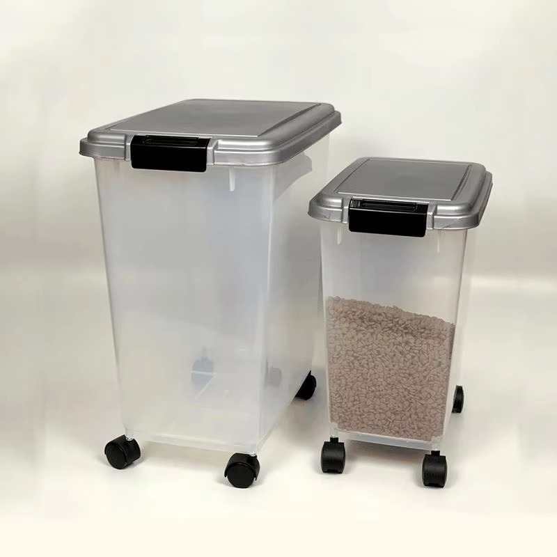 Food Storage Dog - ภาชนะเก็บอาหารสัตว์เลี้ยงพลาสติกสำหรับสุนัขและแมวพร้อมล้อเลื่อน ขนาด S M ขายส่งจากผู้ผลิต