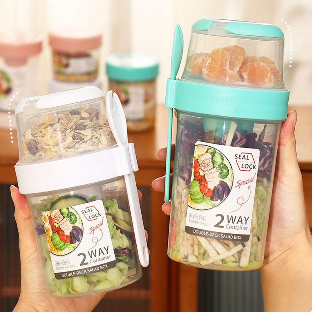 Food Storage Yogurt - Double-Layer สดกล่องโยเกิร์ต Nut สดแบบพกพาขวดเก็บอาหารอเนกประสงค์ภาชนะปิดผนึกเครื่องมือ