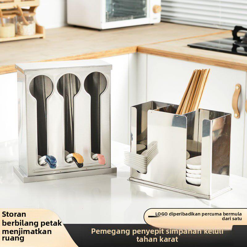 Food Storage In Restaurant - กล่องเก็บตะเกียบและช้อนสแตนเลสเกรดอาหารสำหรับร้านอาหาร โรงแรม รูปทรงสี่เหลี่ยม พร้อมฝาปิด