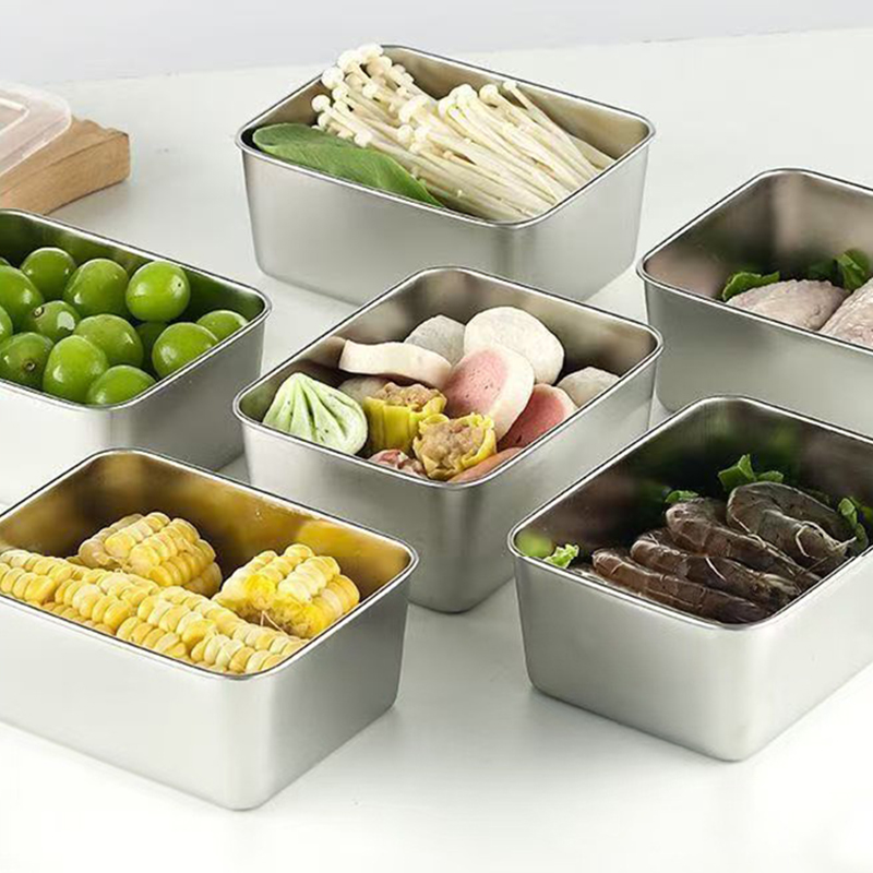 Food Storage Camping - ชุดภาชนะเก็บอาหารสแตนเลส 6 ชิ้นพร้อมฝาปิด กล่องเก็บอาหารป้องกันการรั่วซึม กล่องสดใหม่แบบใช้ซ้ำได้สำหรับการตั้งแคมป์ปิกนิก