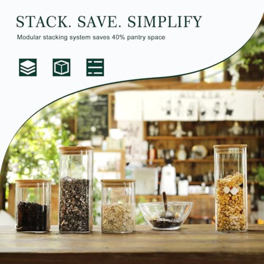 ชุดโหลแก้วทรงสี่เหลี่ยมพร้อมฝา - Food Storage With Glass Lids บทวิจารณ์และราคา