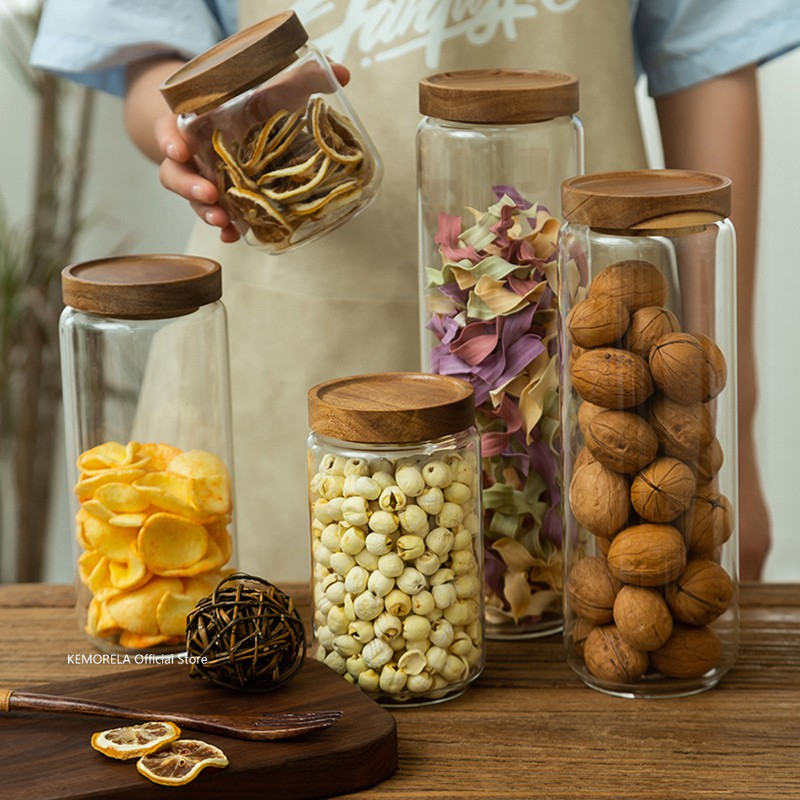 ไม้ฝาปิดแก้ว Airtight กระป๋องห - Food Storage With Glass Lids บทวิจารณ์และราคา