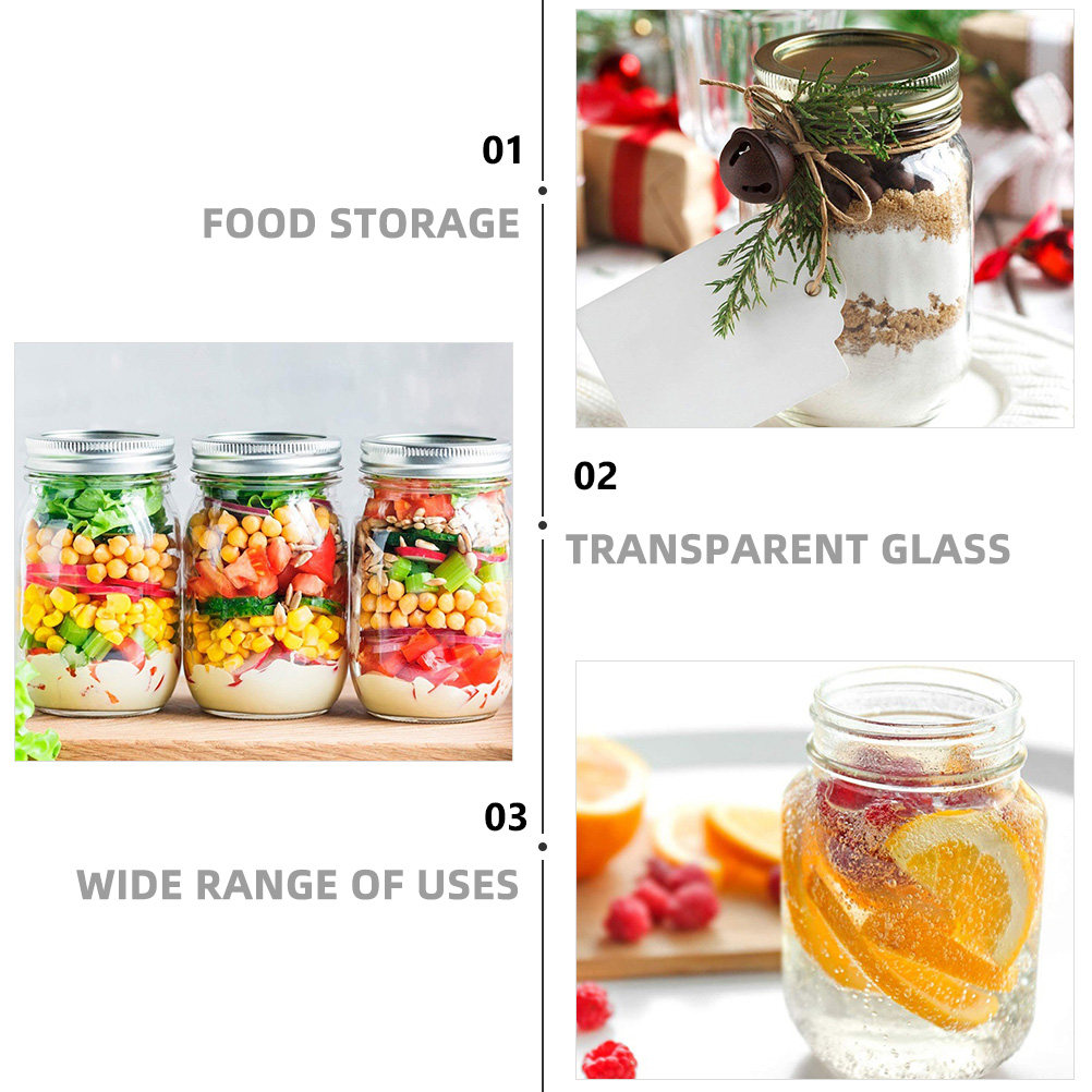 ขวดแก้วใสทรงกลม 6 ชิ้น พร้อมฝา - Food Storage With Glass Lids บทวิจารณ์และราคา