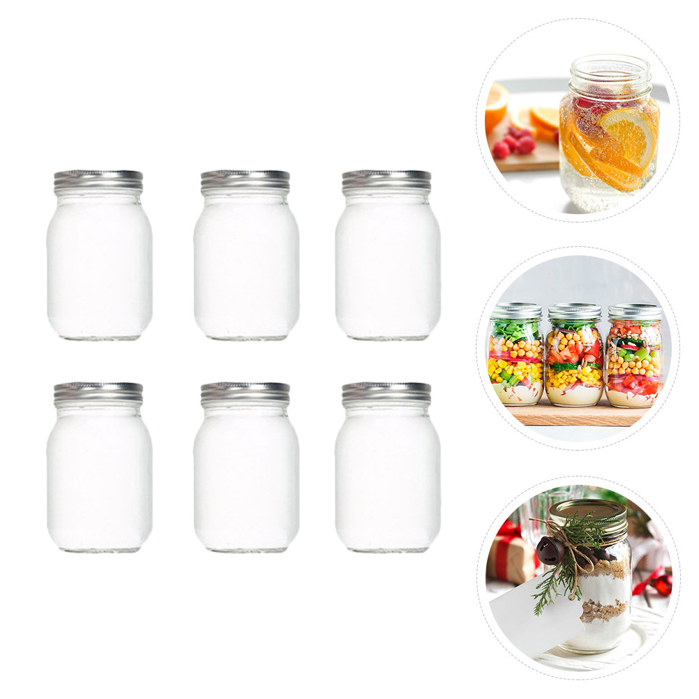 ขวดแก้วใสทรงกลม 6 ชิ้น พร้อมฝา - Food Storage With Glass Lids บทวิจารณ์และราคา