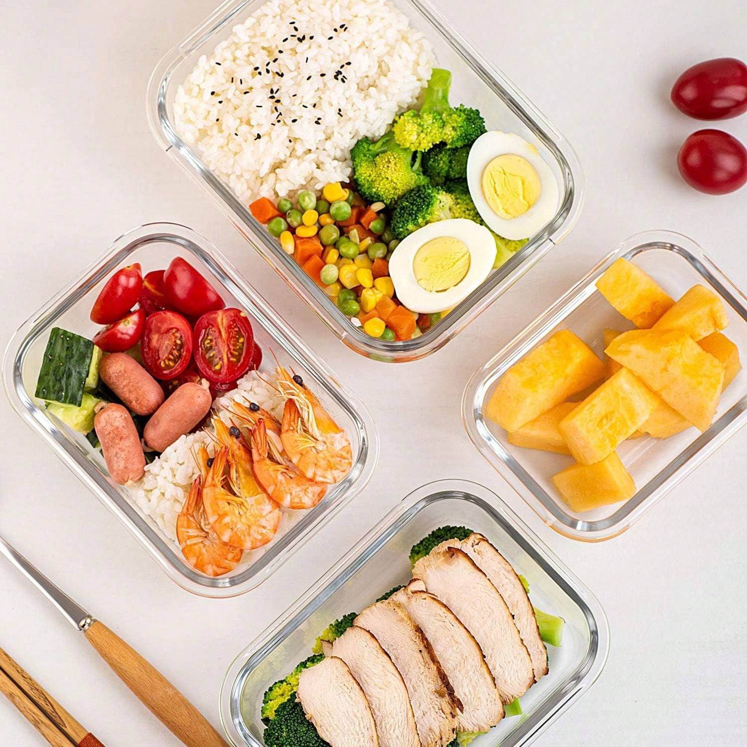 ชุดกล่องแก้วสำหรับเตรียมอาหาร  - Food Storage With Glass Lids บทวิจารณ์และราคา